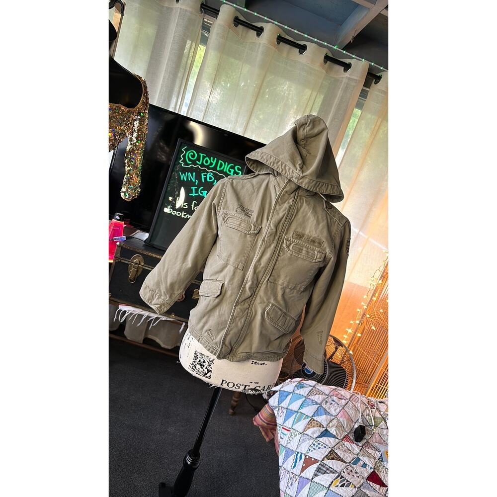 90s vintage military style green utility jacket